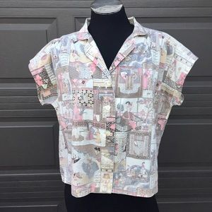 Handmade VTG Boho Relaxed Box Top Shirt Sz L
